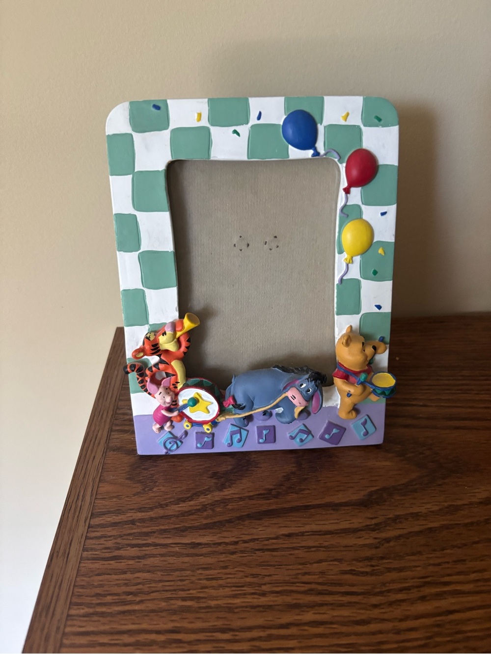 Disney Pooh & Friends Checkered Green and Purple birthday Photo Frame